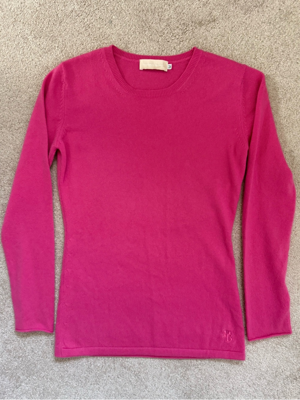 Dooney & Bourke Pink Long Sleeve Knit Sweater Top 100% Cashmere DB Embroidered - Picture 6 of 13